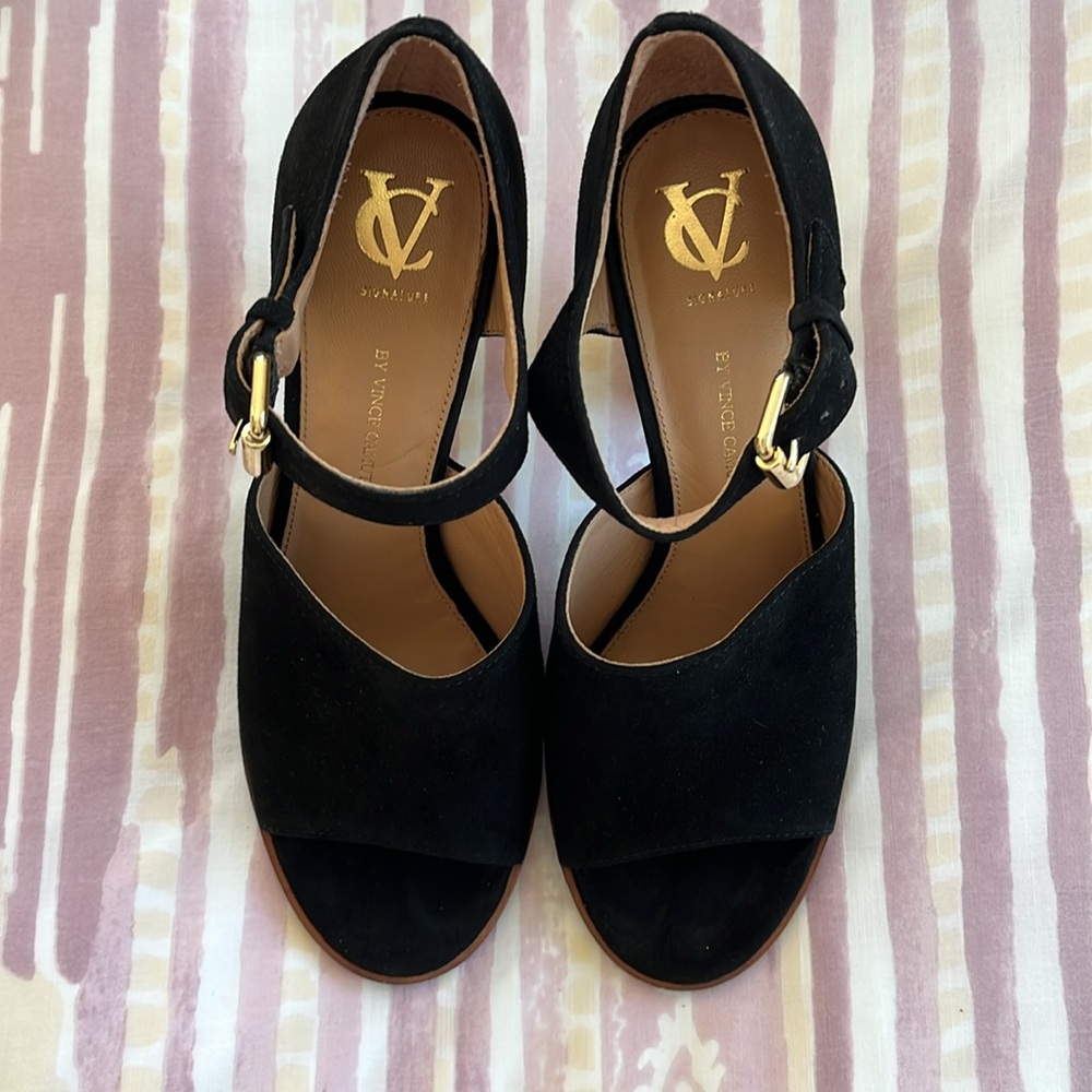 Vince Camuto Vi-Phylida Black Suede Block Heel
